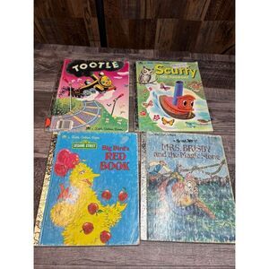 Vintage Little Golden Books Lot Tootle Scuffy Tugboat Big Bird Mrs Brisby